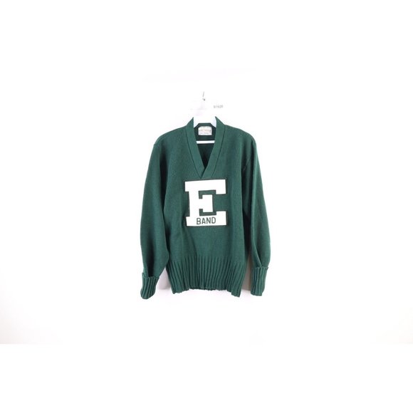 Vtg 70s Mens 40 Eastern Michigan University Band Letterman Varsity Sweater USA - Picture 1 of 10